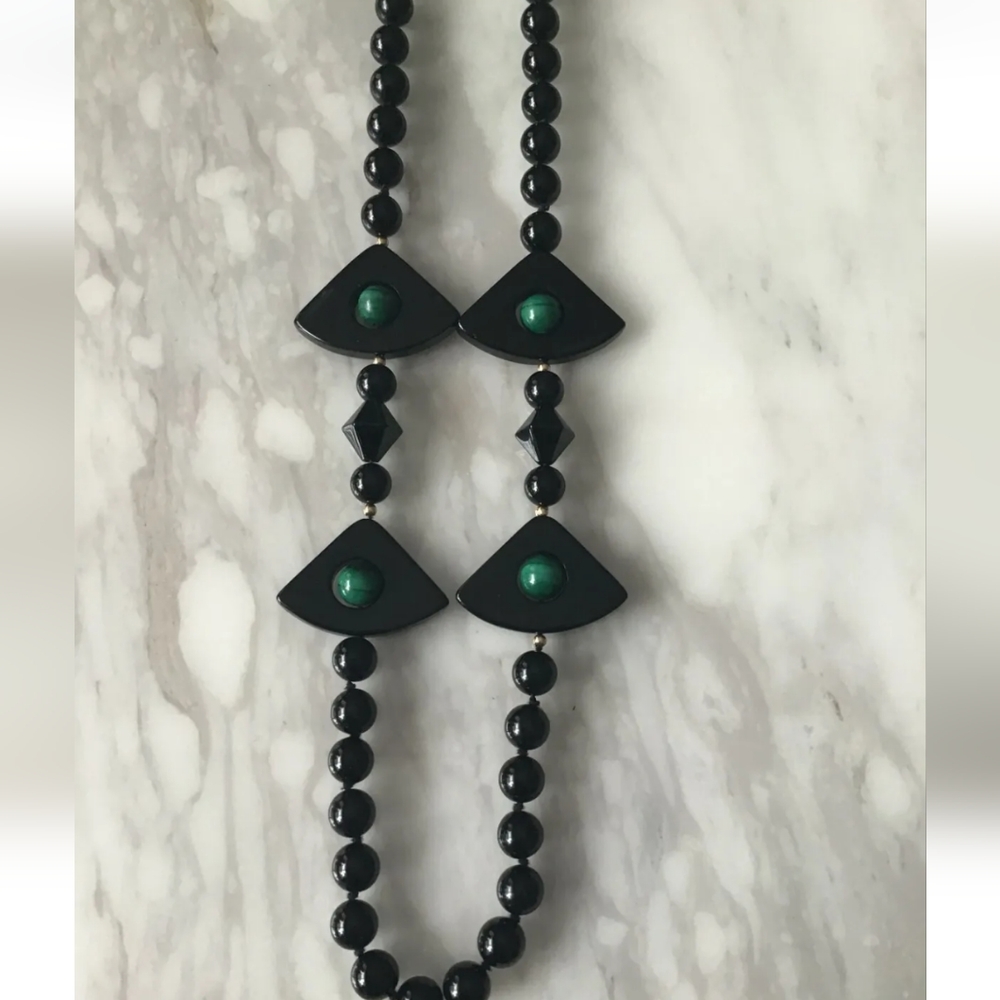 Vintage onyx and Malachite Art Deco necklace
